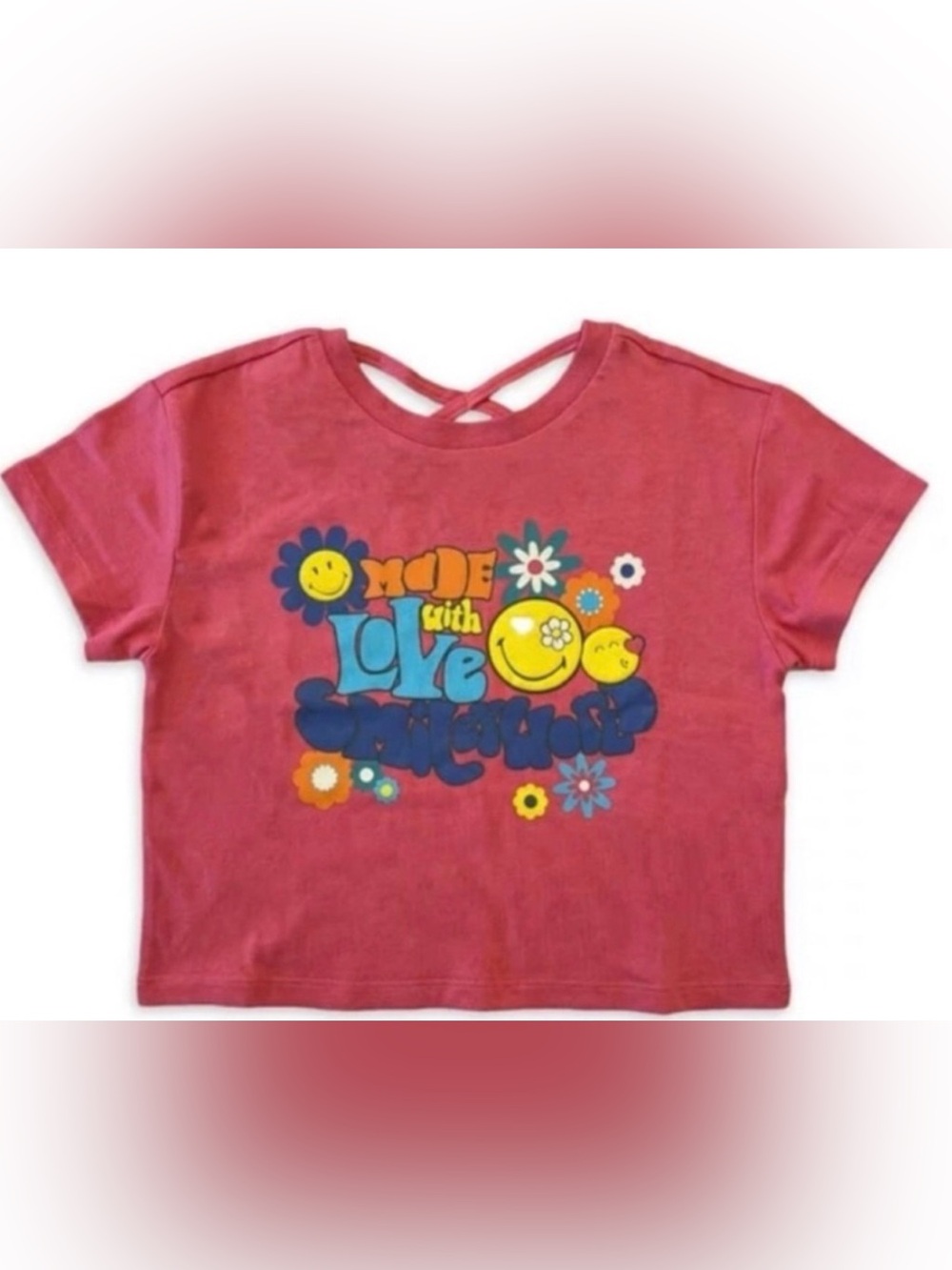 SmileyWorld Retro Graphic T-Shirt Bundle 2 Cropped & Boxy Groovy Hippie Vibe NWT